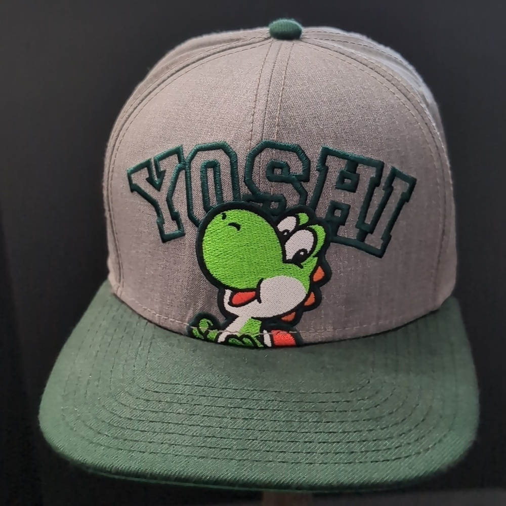 Yoshi Gray / Green Super Mario Bros.Flat Bill, Snapback Hat. - Picture 2 of 8
